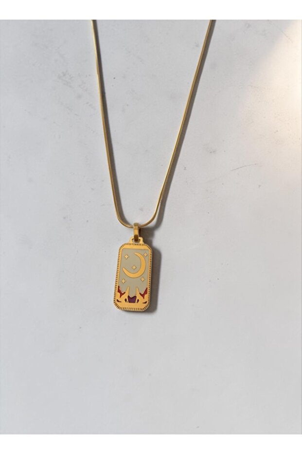 Steel Tarot Card Necklace 40+6 cm