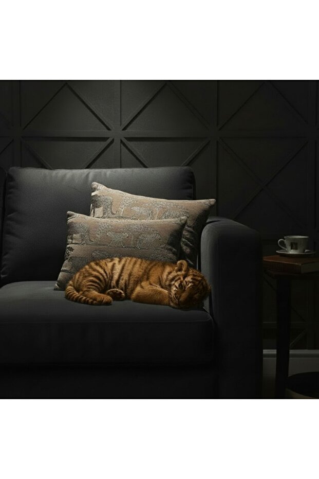 Special Woven Seguella Tiger Patterned Luxury Throw Pillow Set Premium Quality Decorative Series