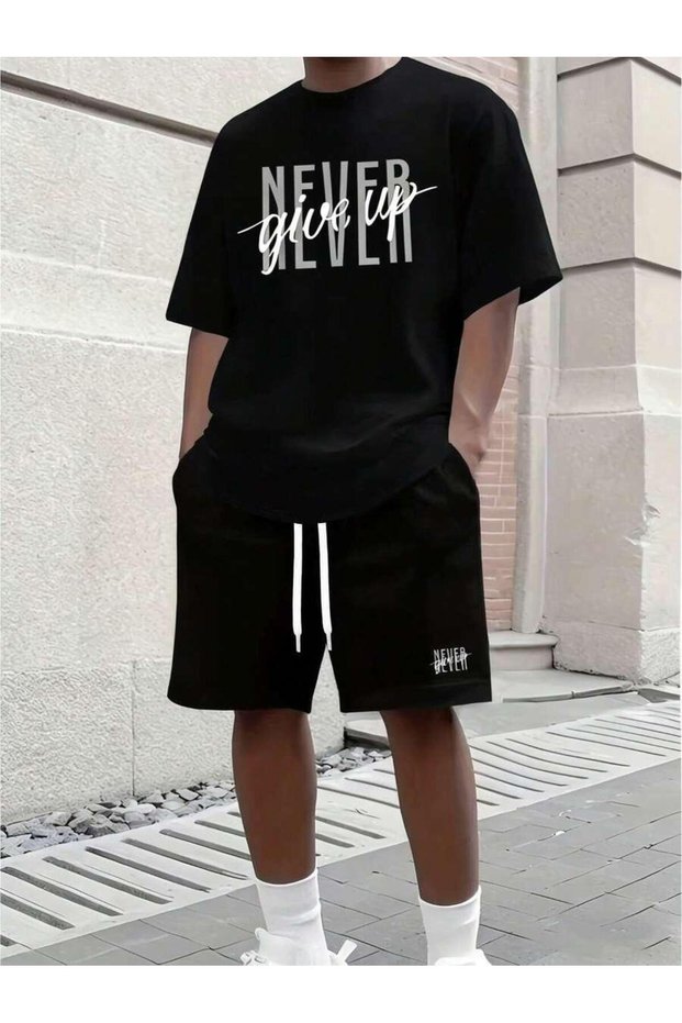 Calle Unisex Oversize Shorts Set Short Sleeve T-Shirt Comfortable Fit Summer Casual Sports