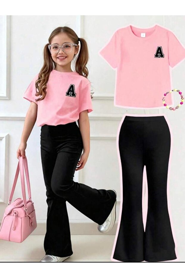 Girls' Printed T-Shirt and Spanish Pants Set