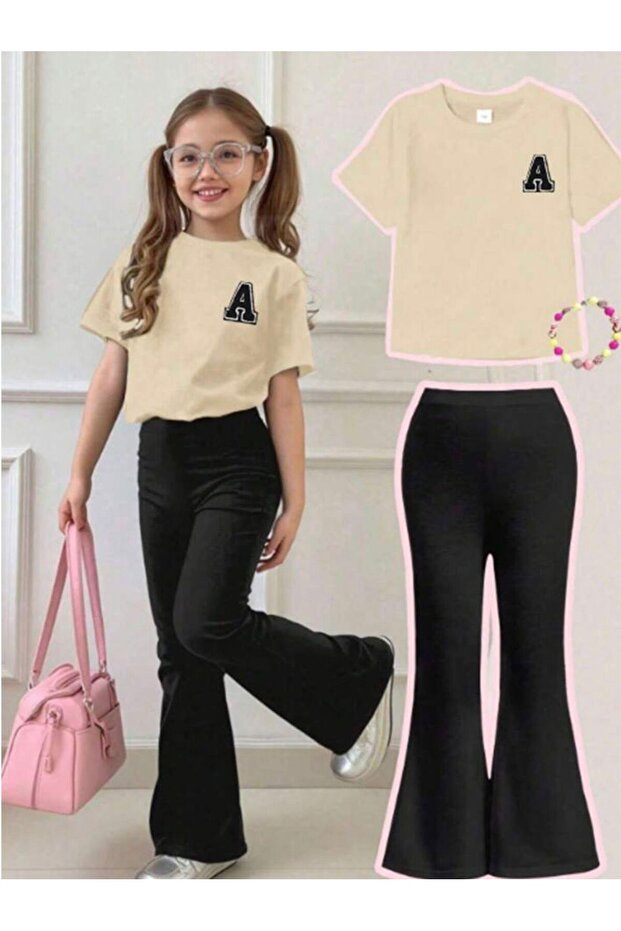 Girls' Printed T-Shirt and Spanish Pants Set