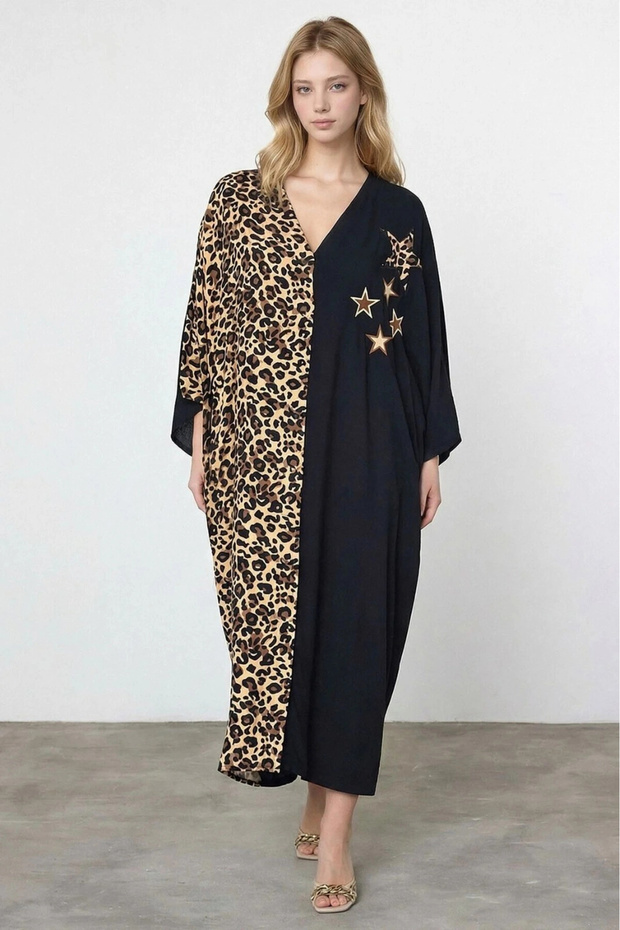 Rochie maxi brodata cu leopard - 1