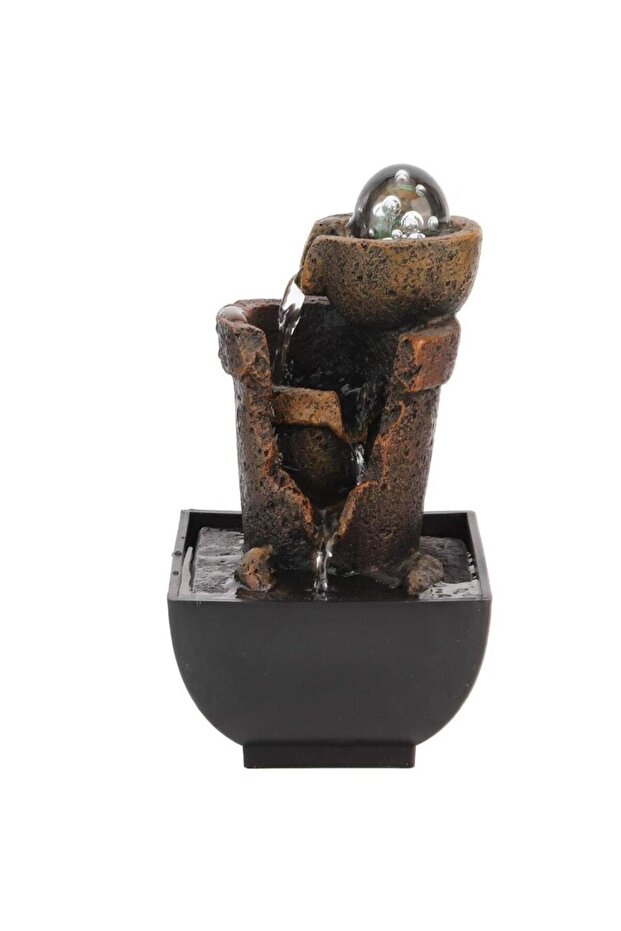 Modern Tabletop Water Fountain with LED Crystal Ball, Quiet Pump & Decorative Indoor Design