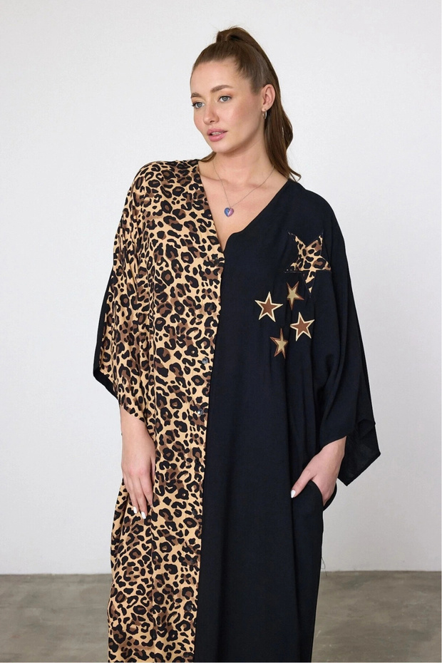 Rochie maxi brodata cu leopard - 4