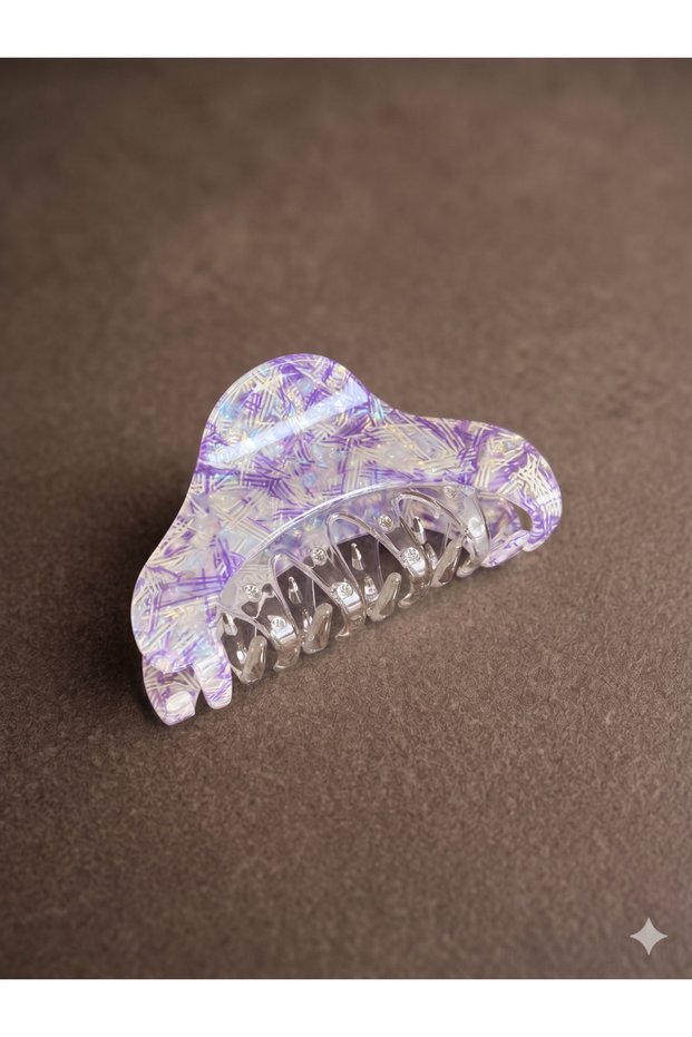 Mandal Toka Women's Acrylic Hair Clip Hologram Transparent Patterned Medium Size Strong Hold Clip Hairpin