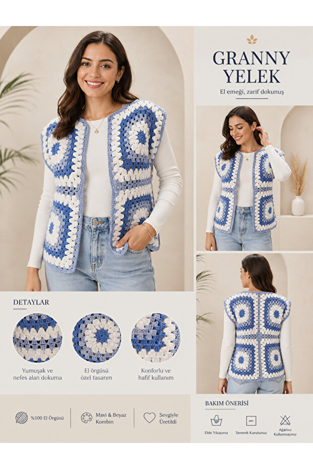 Hand Knitted Pinterest Style Motif Vest