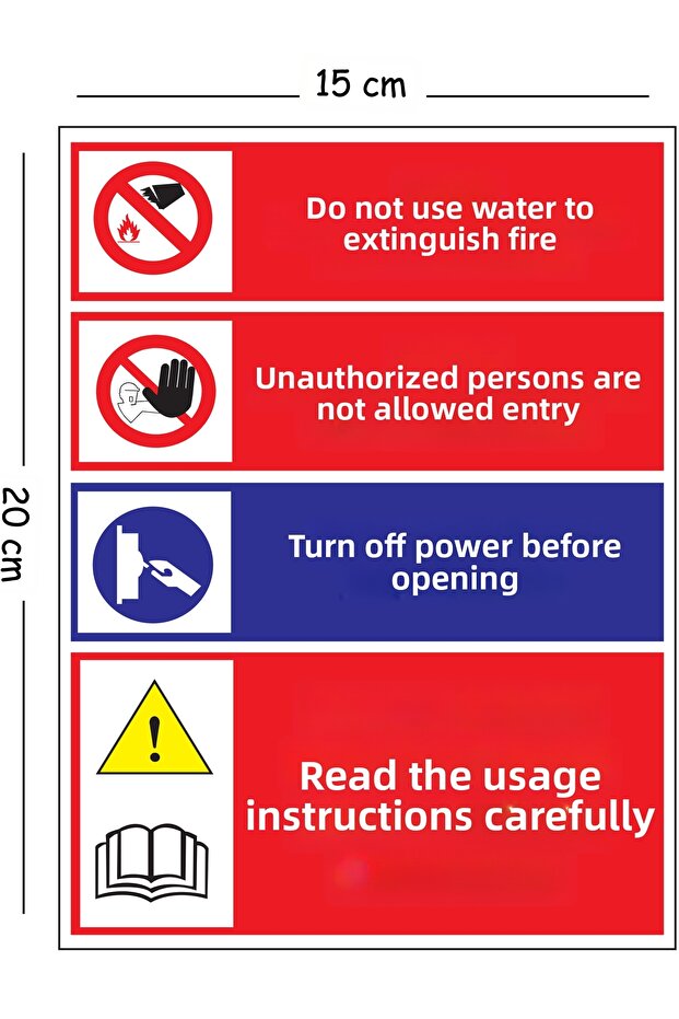 Do Not Use Water to Extinguish Metal Fires 15X20 cm Warning Safety Sign
