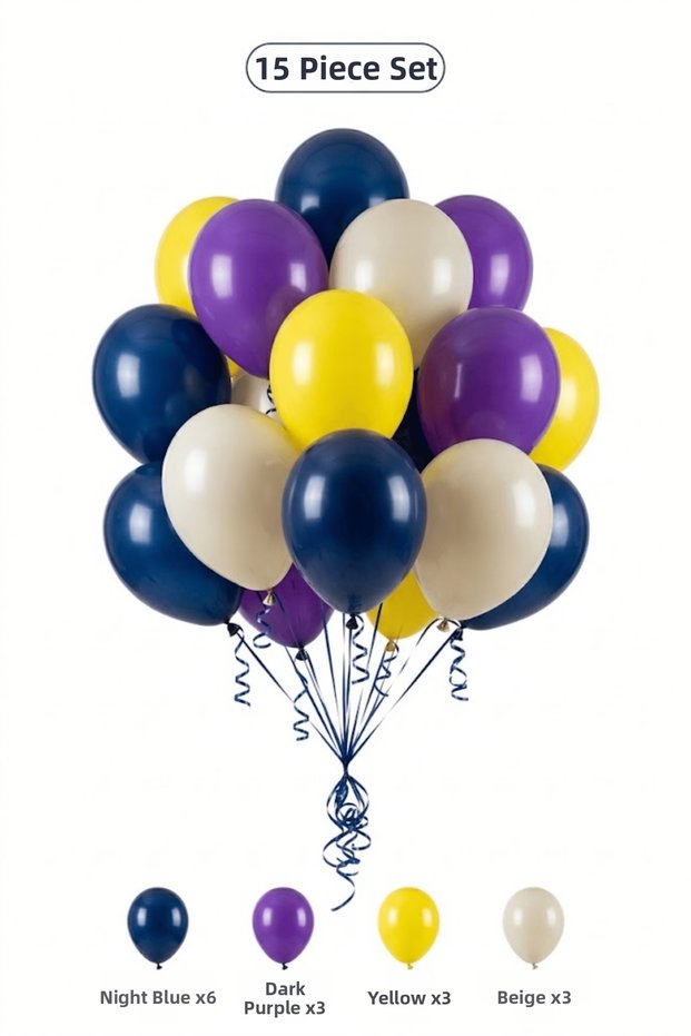 Midnight Blue Dark Purple Balloon Set 15 Pieces Adult Birthday Party Decoration