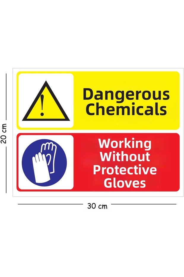 Metal Dangerous Chemicals Work Without Protective Gloves 20X30 cm A4 Warning Work Safety Sign