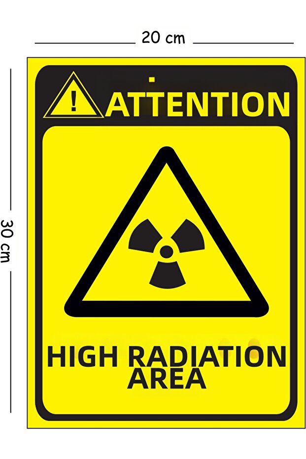 Metal Attention High Radiation Area 20X30 cm A4 Warning Work Safety Sign