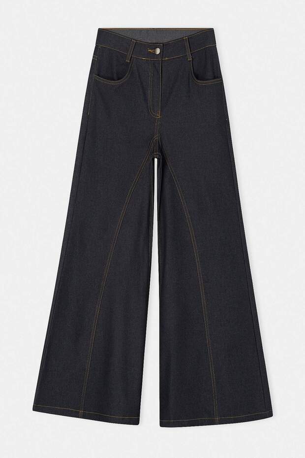Lacivert Likralı İnce İspanyol Paça Denim Pantolon TDRSS26PL00031 - 4