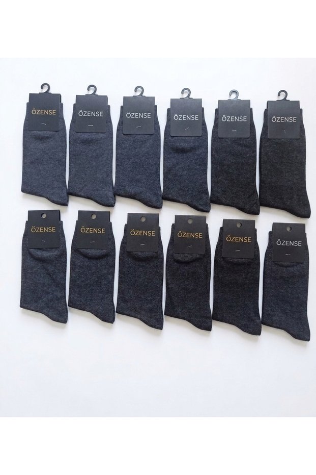 12 Pairs of Dark Gray Colored Classic Long Men's Socks