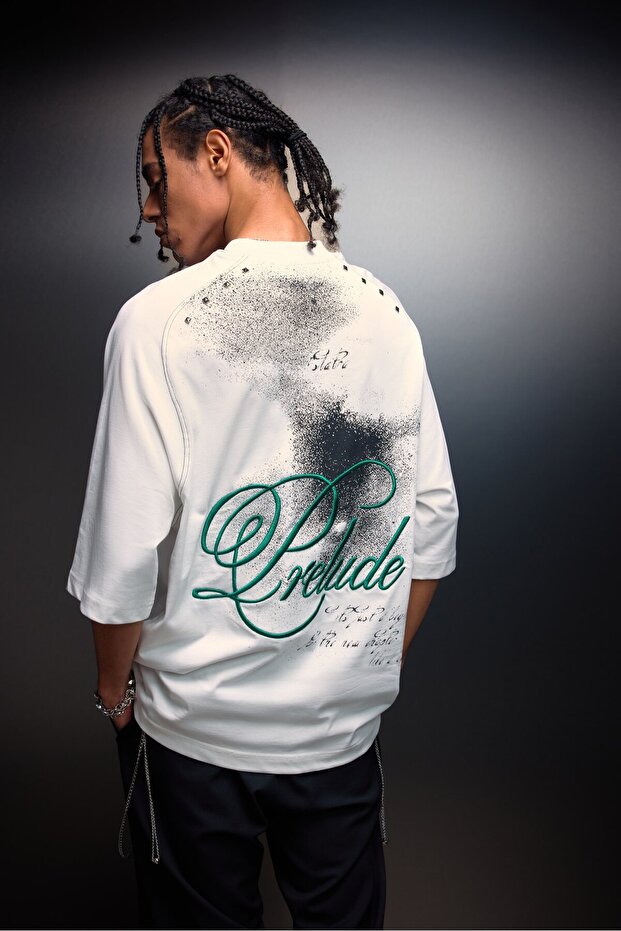 Men's White Prelude Printed Oversized Tshirt
