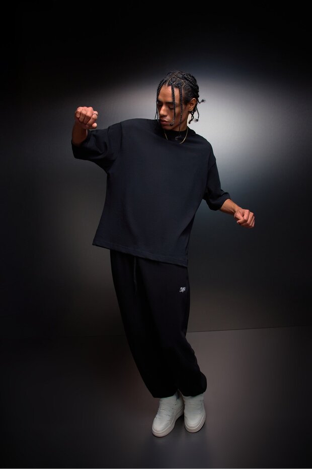 Ανδρικό μπλουζάκι Oversize Basic Μαύρο - 4