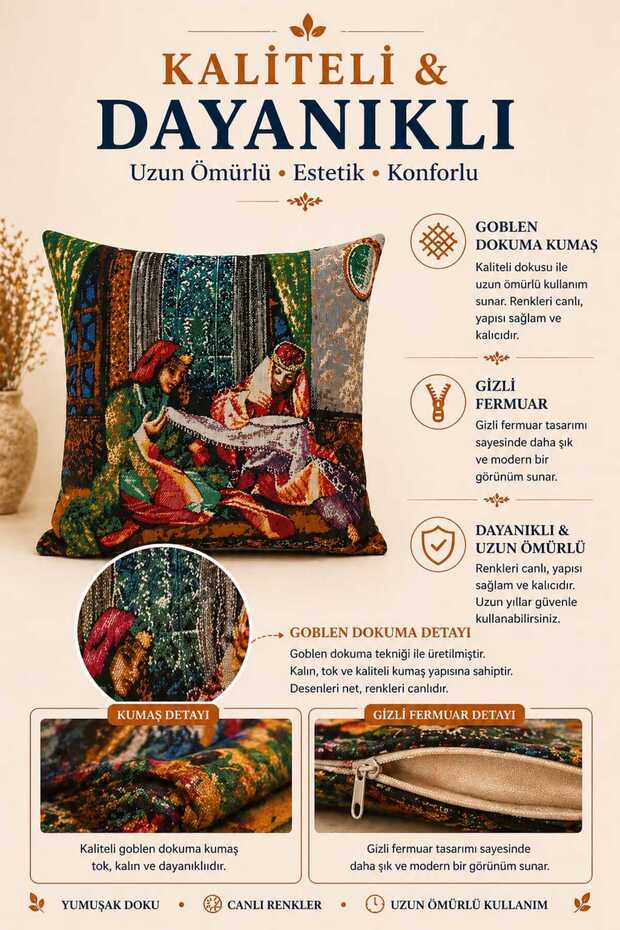 Tapestry Canvas Pattern Throw Pillow Case - 2