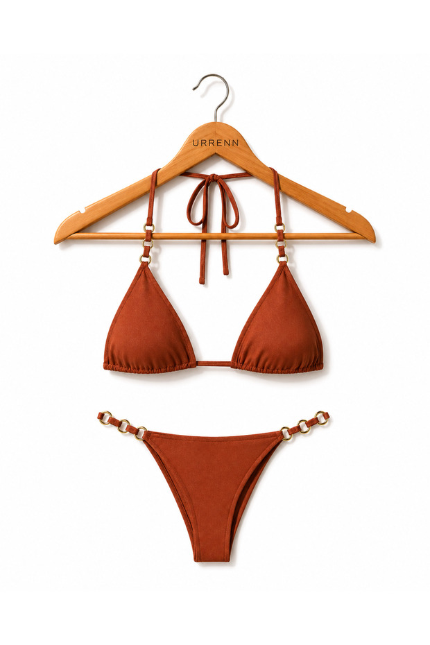 Gold Ring Detailed Triangle Bikini Set – Elvyn Gold | Unassisted, Beachwear 2026 New Season
