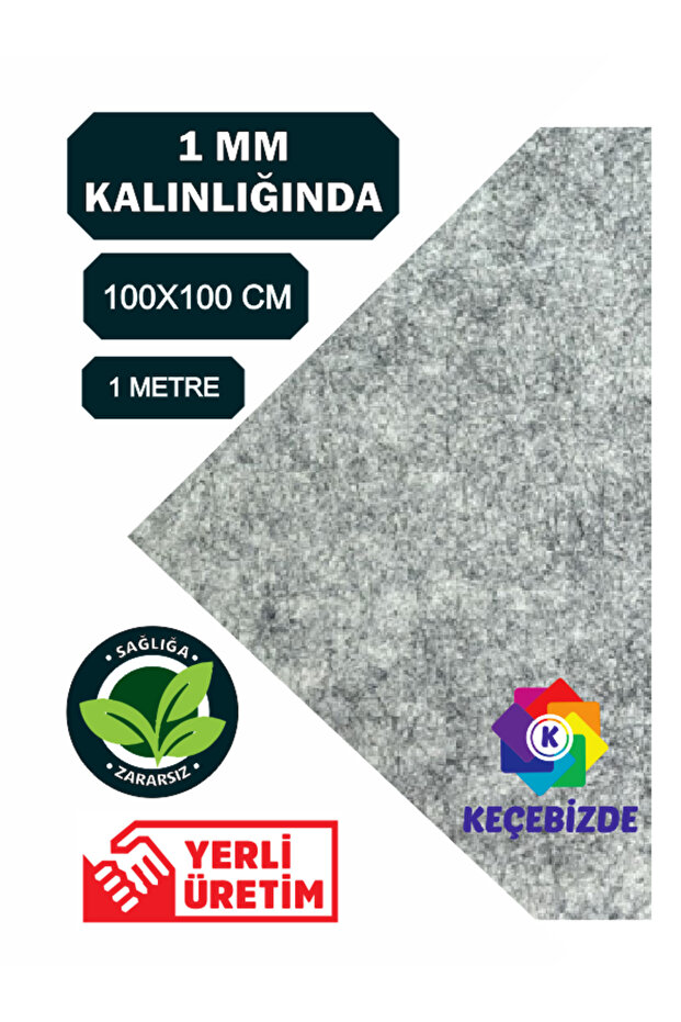 Gray Thin 1 mm Felt 1 Meter (100X100 cm)