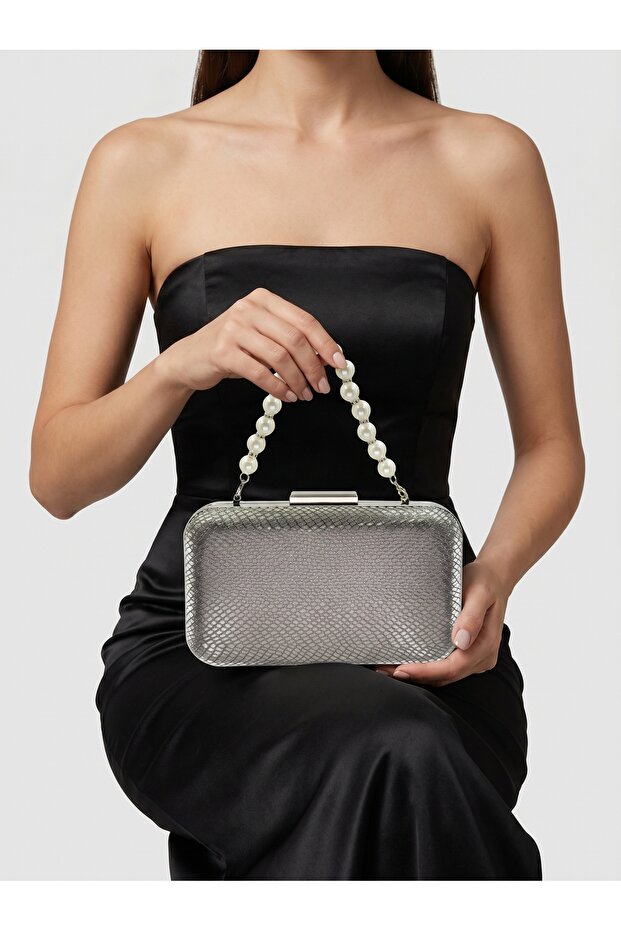 Anthracite Gray Platinum Color Laser Snake Pattern Evening Dress Bag Night Wedding Wedding Engagement Graduation Portfolio