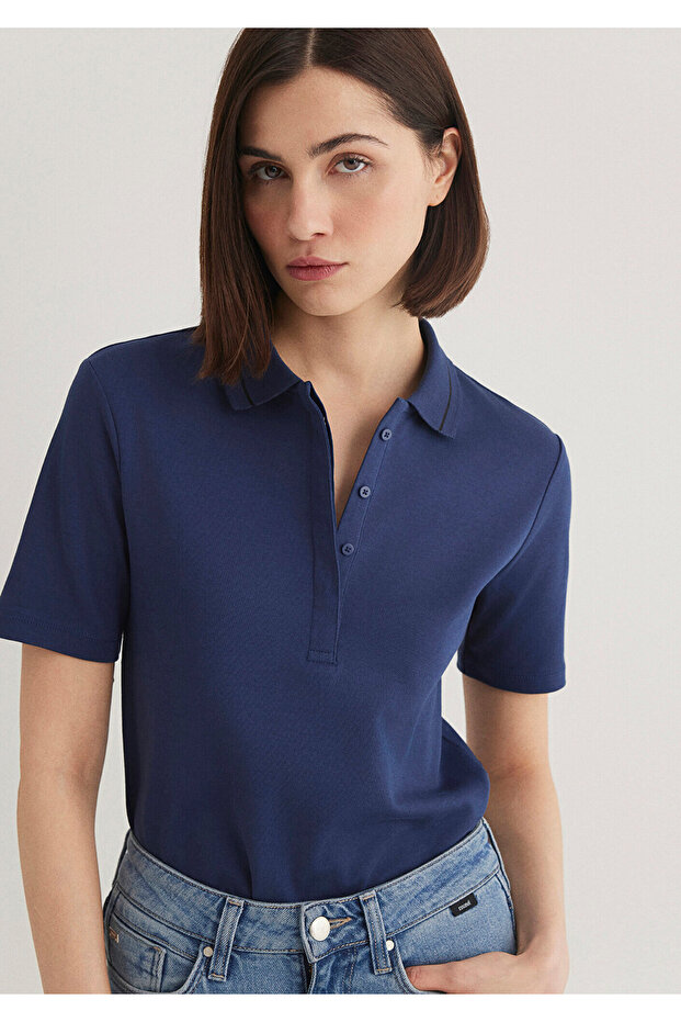 Navy Blue Polo T-Shirt Slim Fit / Slim Fit 1612913 -87518