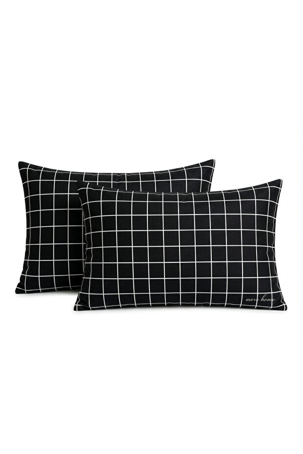 Pillowcase with Cover (2 Pieces) 50 X 70 cm Checkered Black and White