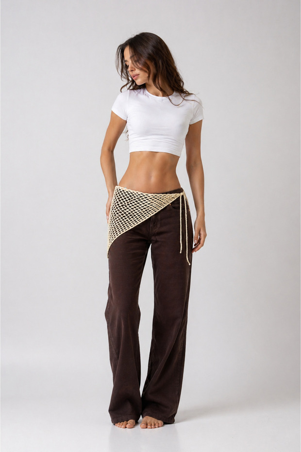 Knitted Mesh Model Sequin Bandana Waist Accessory Handmade