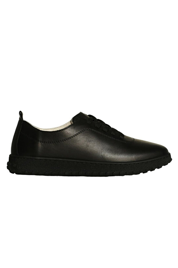 Black Leather Women's Casual Shoes