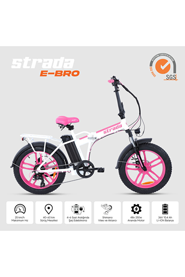 Stradacycles E-Bro 20 Jant Hidrolik Disk Katlanabilir Fat Bike Bisiklet