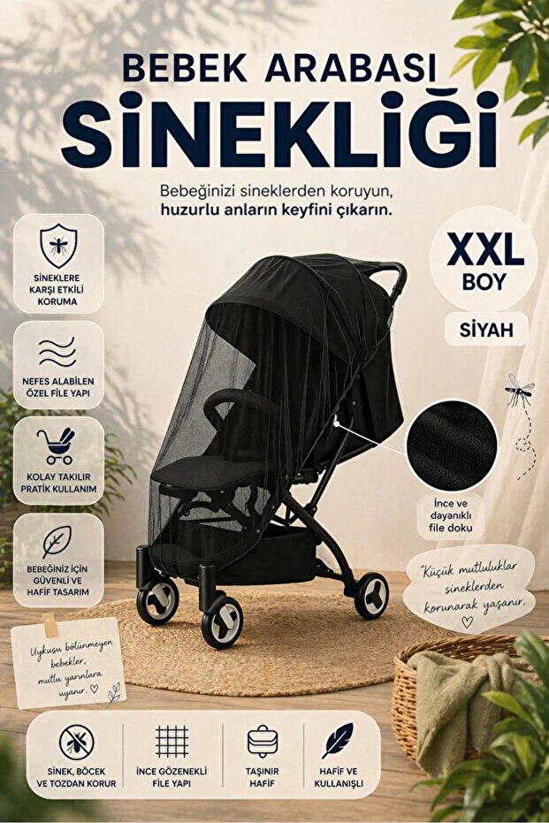 Black Baby Stroller Fly Screen is Compatible with All Baby Carriages (Both Baby Carriage and Baby Carriage)