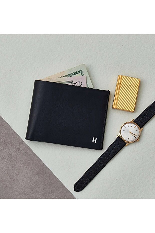 Men's Genuine Leather Wallet Special Design Rfid Protected Tanner Black