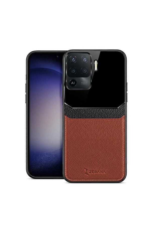 Oppo Reno 5 Lite Compatible Case Lens Leather Case Brown