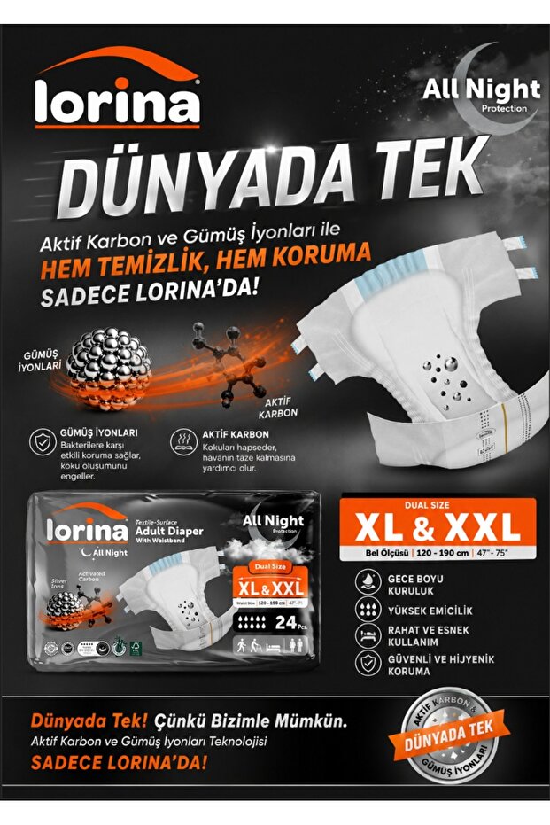 Aktif Karbon&Gümüş iyon destekli Bel Bantlı Hasta Bezi XL-XXL 24’lü - 200 ML Bariyer Kremi Hediyeli - 3