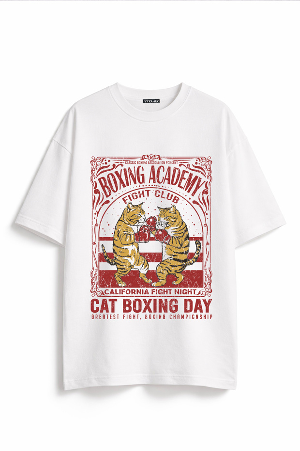 Unisex 100% Organic Cotton Oversize Round Neck Printed White T-Shirt