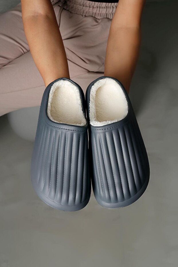 Unisex smoky homey soft woolen waterproof winter house slippers 3cm byndhfay01