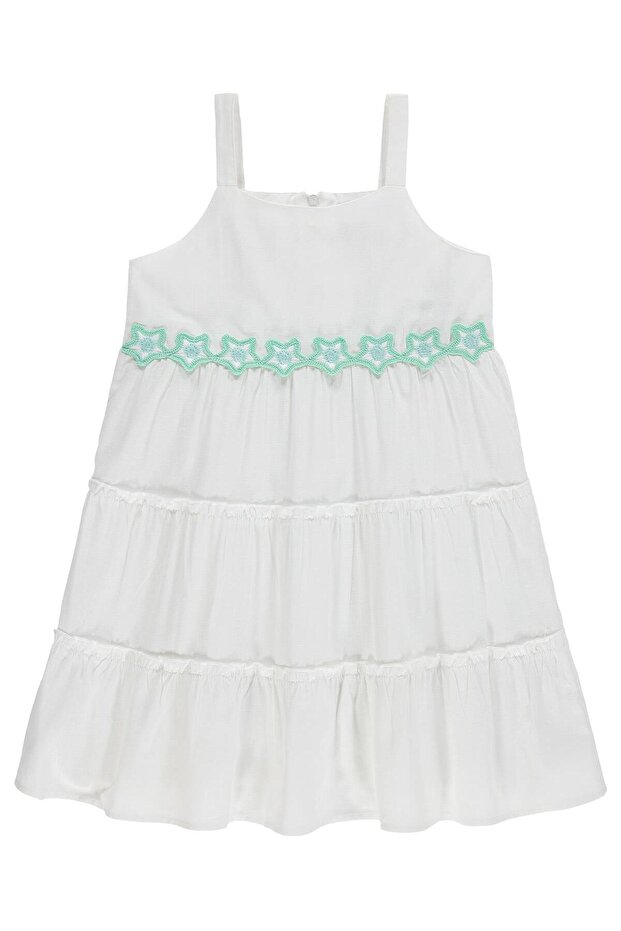 Dress for 6-9 Years Old with Floral Accessories - Off-White
