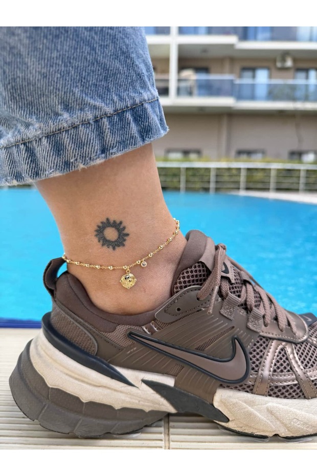 Hlh023 Minimal Disc Detail Gold Anklet (21cm + 5cm Extension)