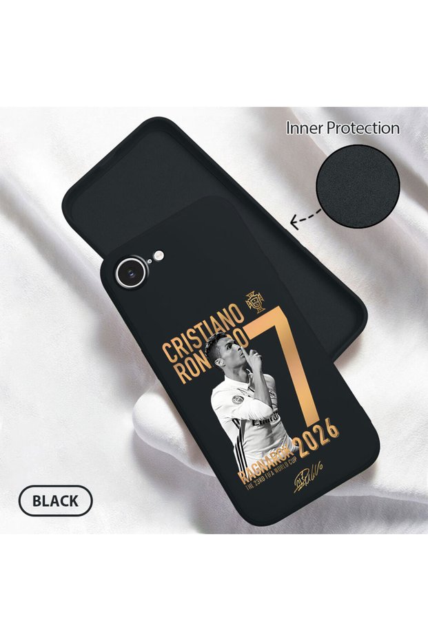 iPhone 17E Compatible Soft Silicone Phone Case with Velvet Interior and Camera Protection Cr7 Pattern