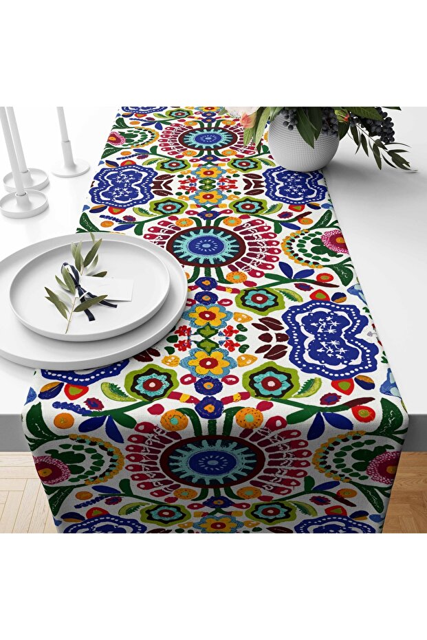 Digital Printing Double Layer Stitched Kitchen Garden Dining Table Runner