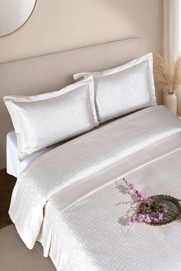 Hermira Jacquard Double Modern Bedspread Set 3 Pieces 240X250Cm (Cream)