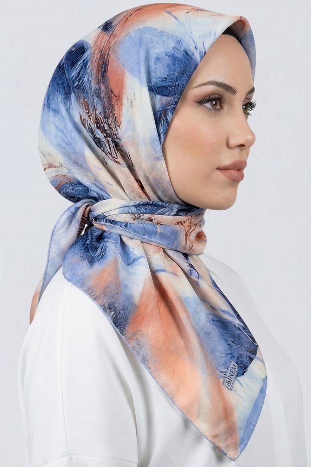 Women's Blue Salmon Abstract Patterned Stitched Writing Pad