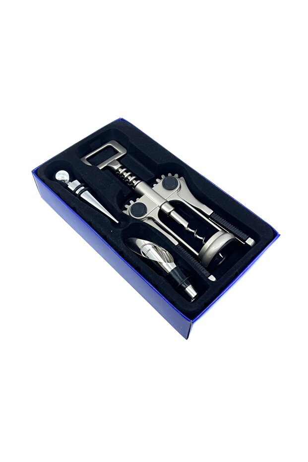 Professional Winged Corkscrew Set - Wine Opener, Bottle Stopper, and Pourer (3 Pieces)