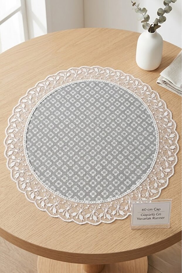 مفرش طاولة دائري - 60 سم، غطاء طاولة مزخرف أنيق، قماش مفارش المائدة