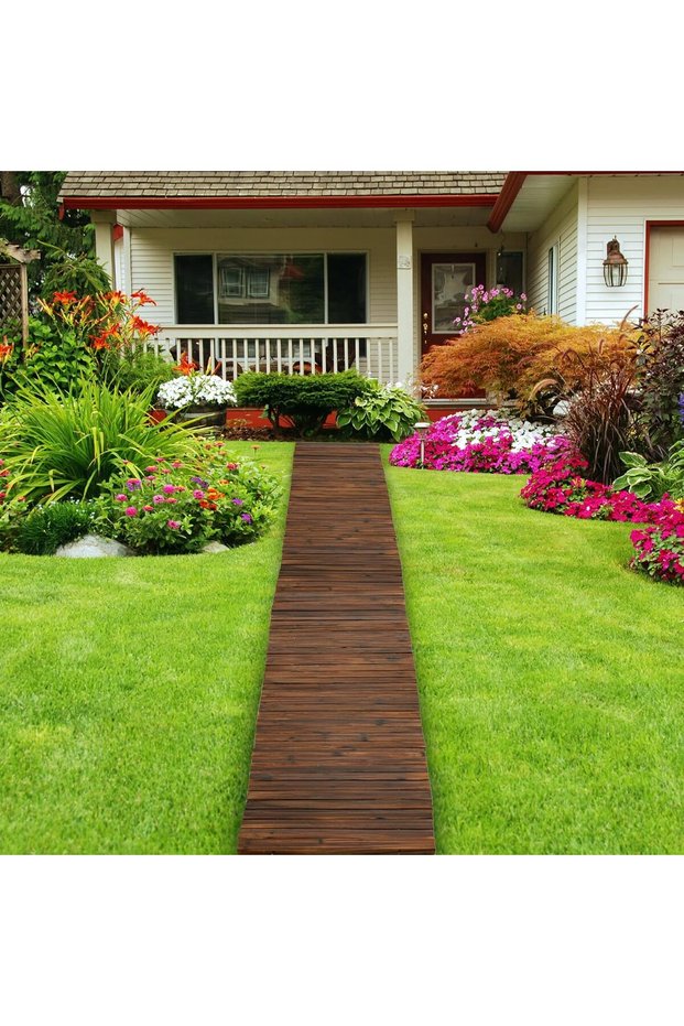 Outdoor Wooden Garden Pathway Roll Out Walkway 240 × 50 cm – Non-Slip Weather-Resistant Boardwalk