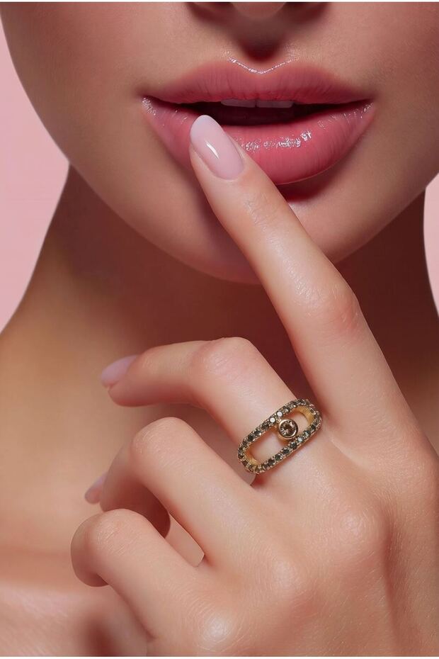 Patterned Adjustable Row Zircon Stone Ring