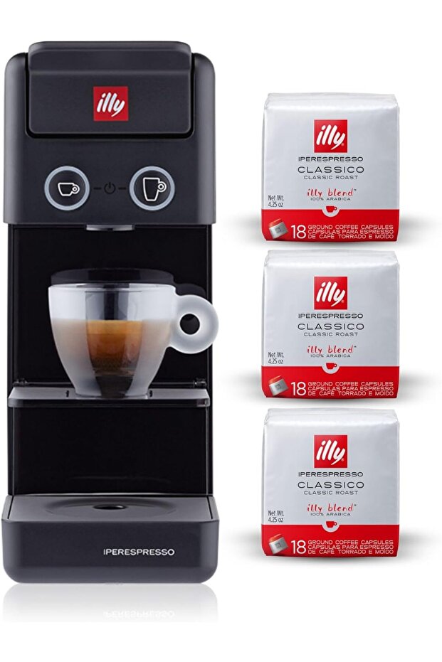 Y3.3 Iperespresso Coffee Machine Bundle (Black) with 3 Pack of Iperespresso Classico Coffee Capules