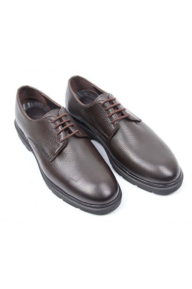 Brown Classic Men's Shoes Flat Design Lace-Up Casual Model