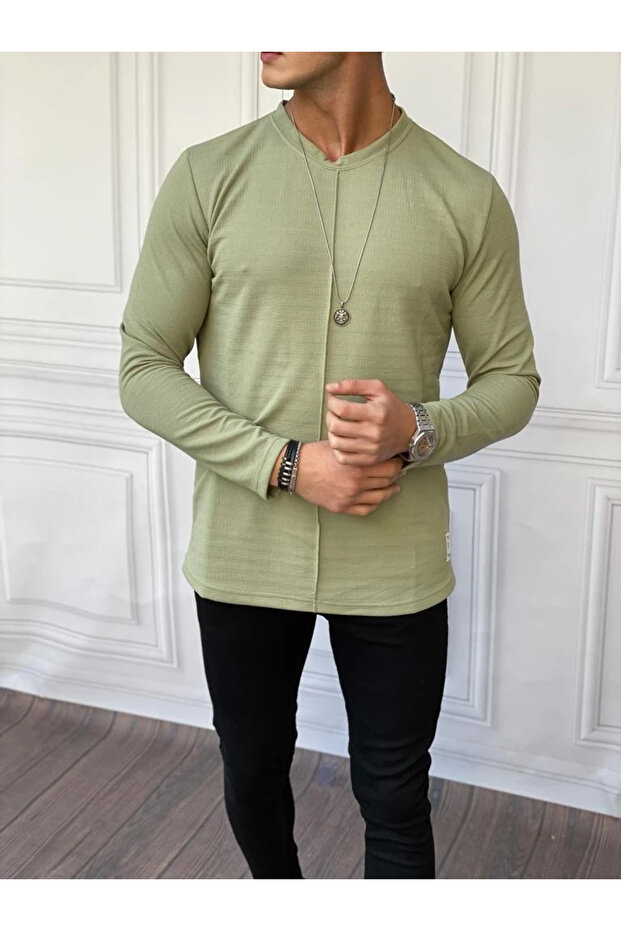 Cotton Sweatshirt with Stripe Detail on the Front