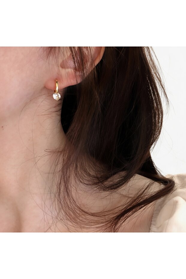 Stoned Hoop Women's Steel Earrings