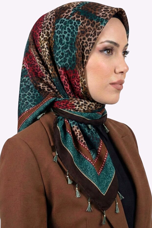 Women's Coffee Turquoise Patterned Beaded Writing Pad