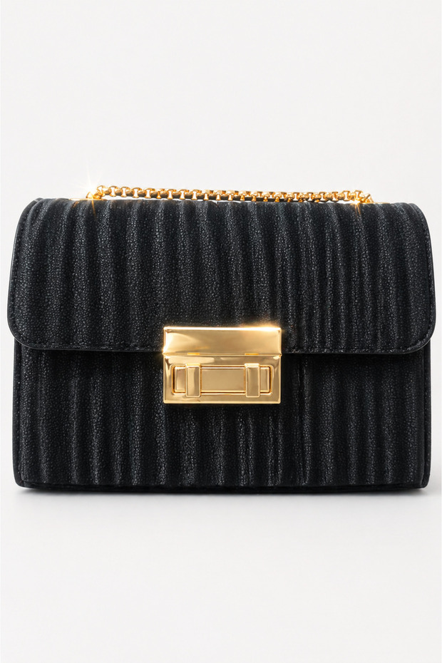 Women's Black Gold Chain Strap Evening Bag Shoulder Bag Evening Dress Bag
