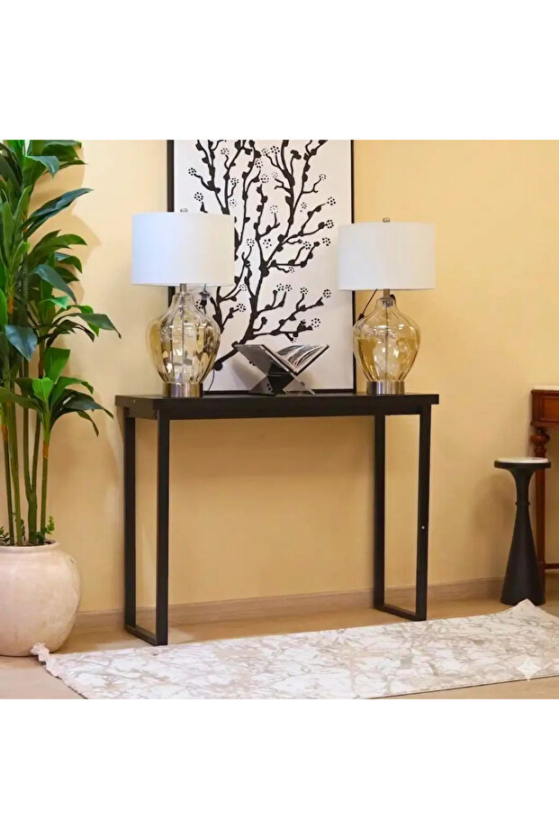 طاولة كونسول أنيقة من الخشب الأسود - 120×40×90 سم